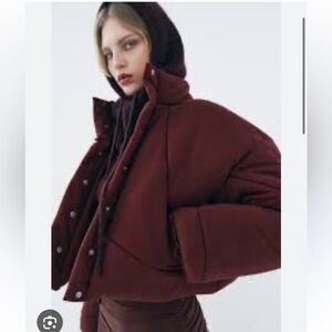 Zara Burgundy Puffer Jacket
